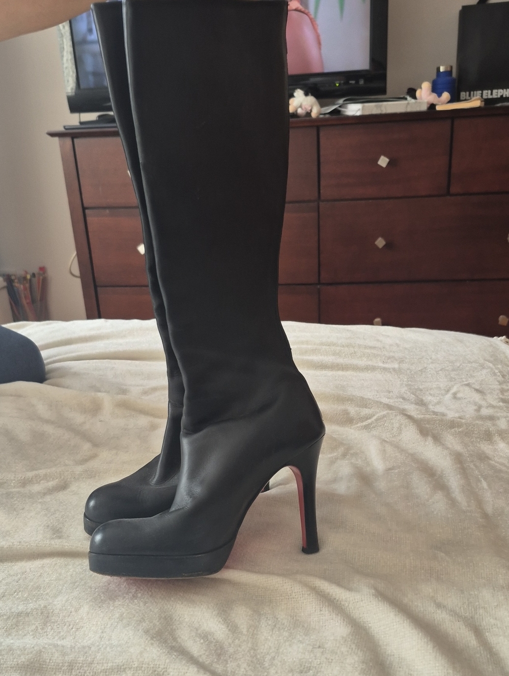 Christian Louboutin Black Over-the-Knee Platform Stiletto Boots